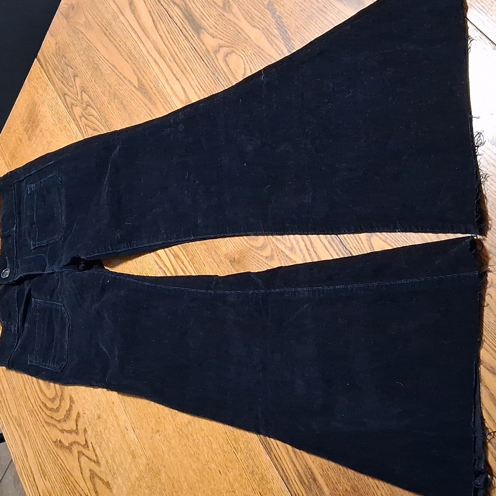 PILCRO And The Letterpress PANTS Womens 4 BLACK CORDUROY FLARE FLARED Preowned